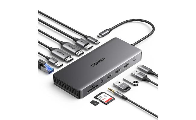 UGREEN 13 in 1 Laptop Docking Station 4K Triple Display USB C Dock Dual HDMI, DP, 10Gbps Data Port 100W PD Gigabit Ethernet, SD/TF Card Reader Compatible for Thinkpad, Zenbook and more